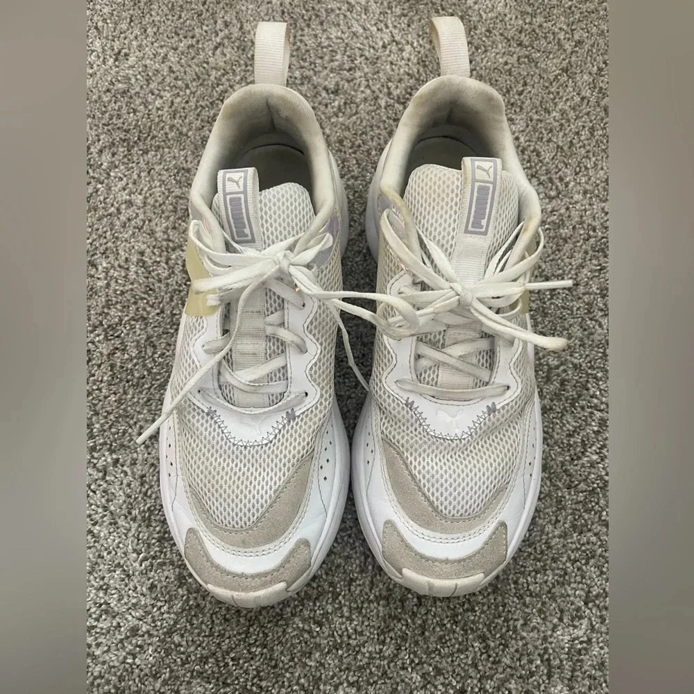 Puma Sneaker Shoe Rise Glow White Reflective Iridescent Women’s Size 8 Retro